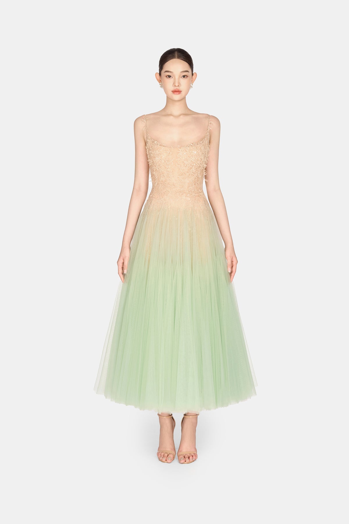 MONTSAND Mint Ombre Lace Midi Dress