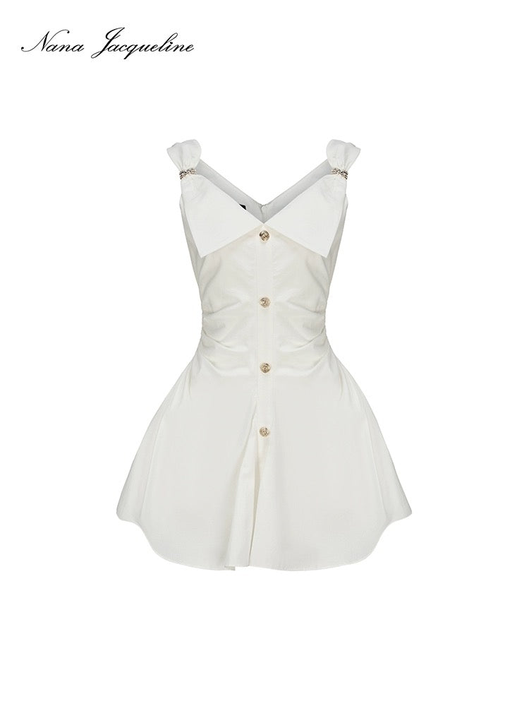 Nana Jacqueline white V-neck blouse mini dress