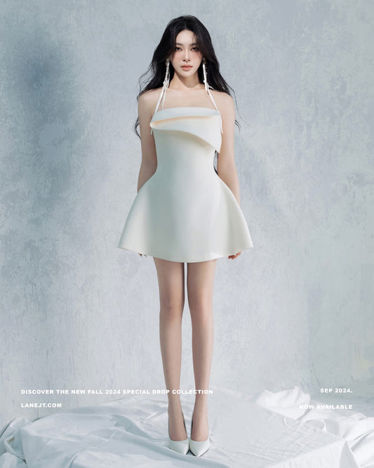 LANE JT White Evie Origami Mini Dress