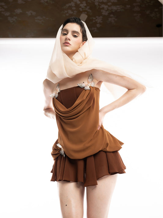 HUELLEY ROSE Brown Mini dress