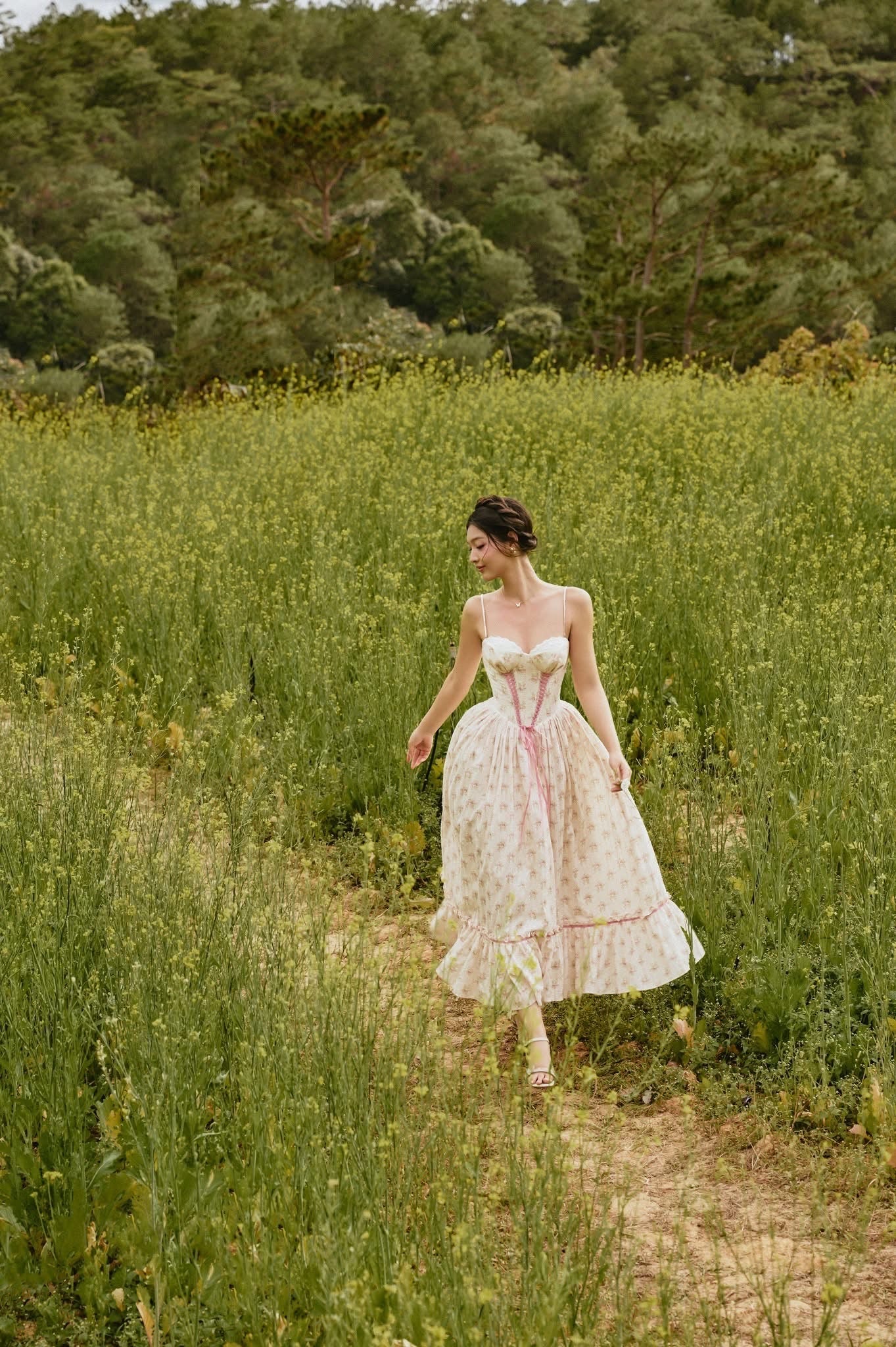 SISSY NATION Sweet Elegant Fairycore Cream Francesca Corset Maxi Dress