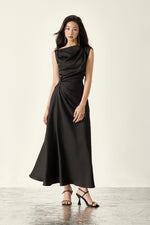 Black Brise Twisted Drape Midi Dress