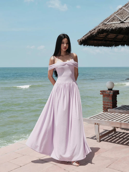 DELICIAE Purple Minimalist Ella Maxi Dress