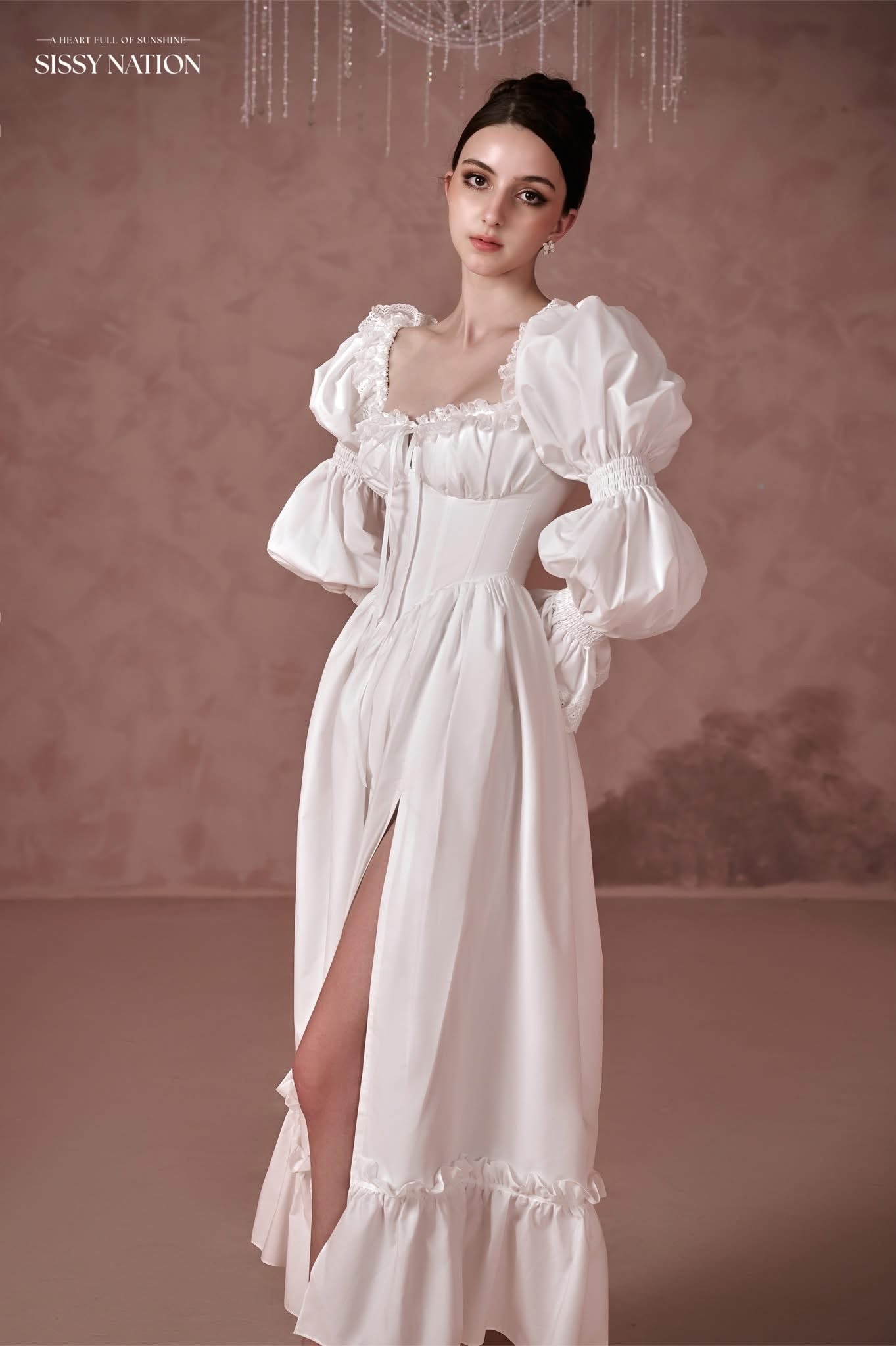 Sissy Nation White Christine Corset Maxi Dress