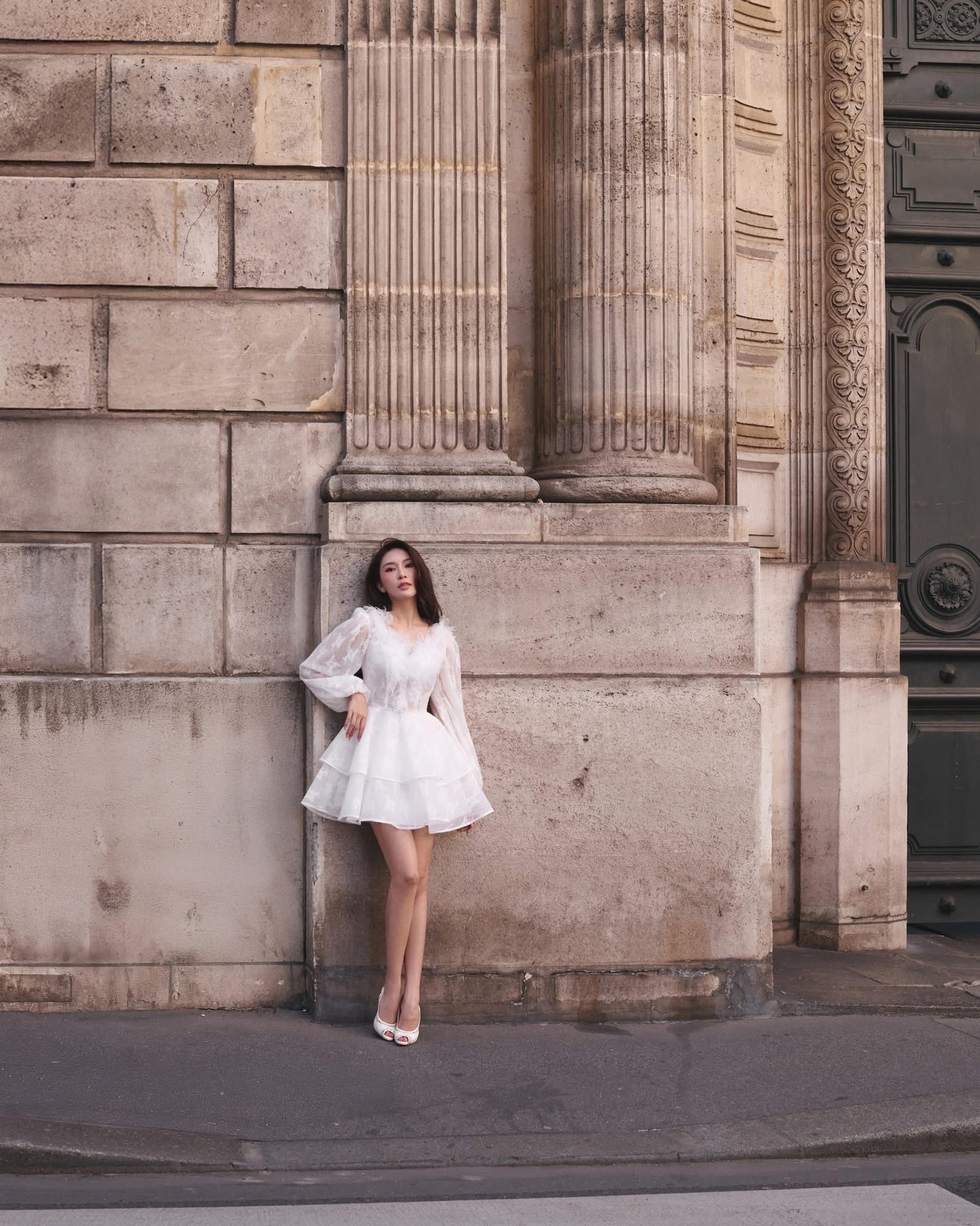 LOVELYN White Vacation Sweet Mini Dress