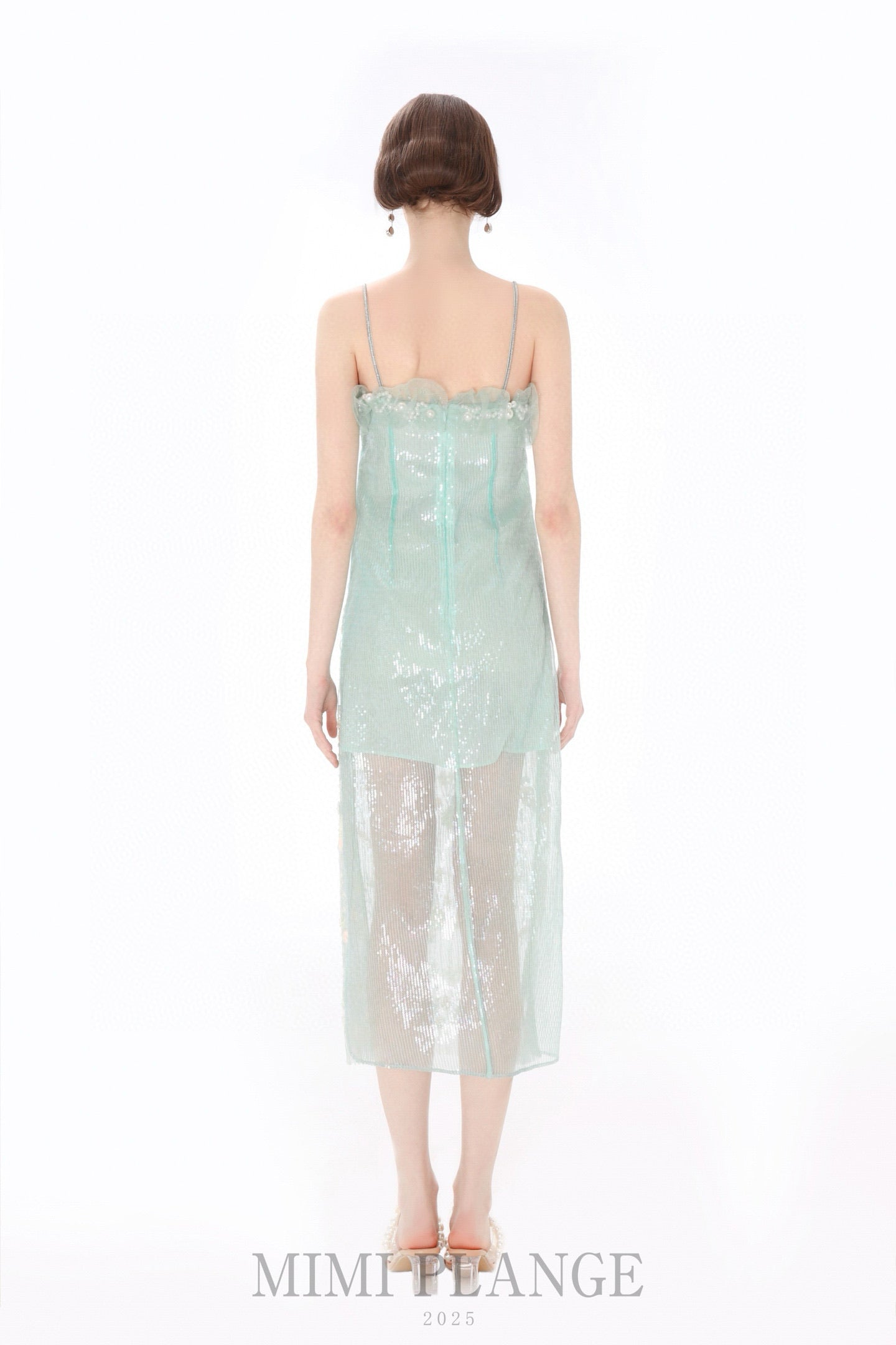 MIMI PLANGE Mint Floral Midi Dress