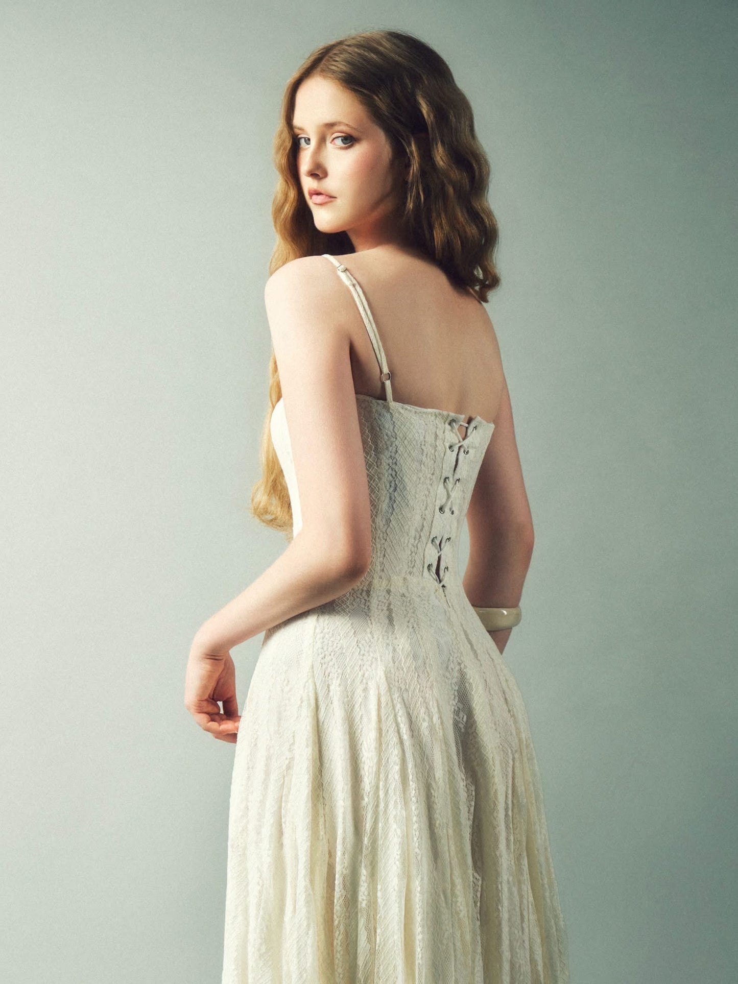 DELICIAE Cream Lace Lilah Maxi Dress
