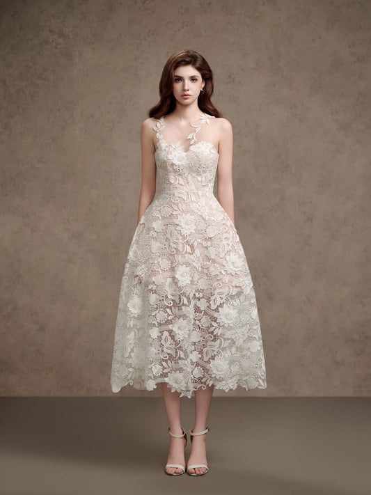 DELICATE White Midi dress