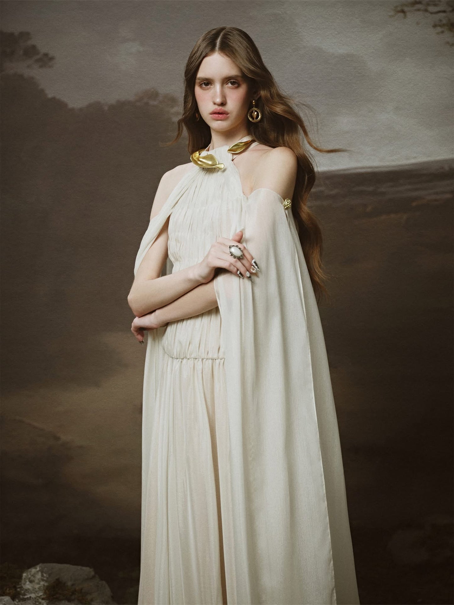 LINH PHUNG White Lunaria Maxi Dress