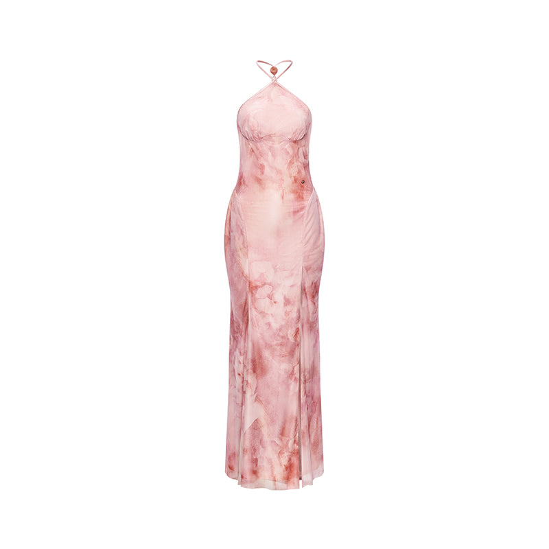 SHEERLUCK PINK MAXI DRESS & BLOUSE