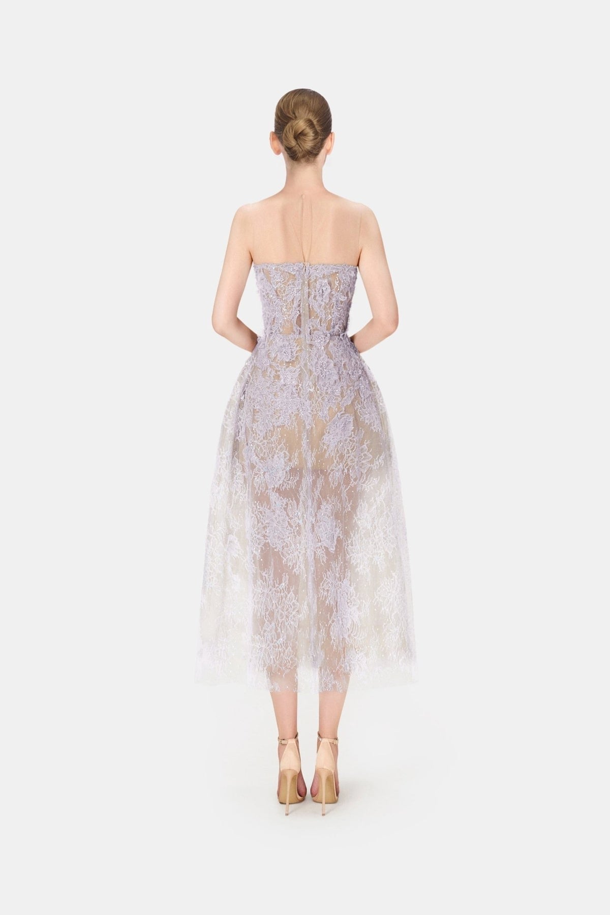 MONTSAND Purple Beaded Lace Maxi Dress