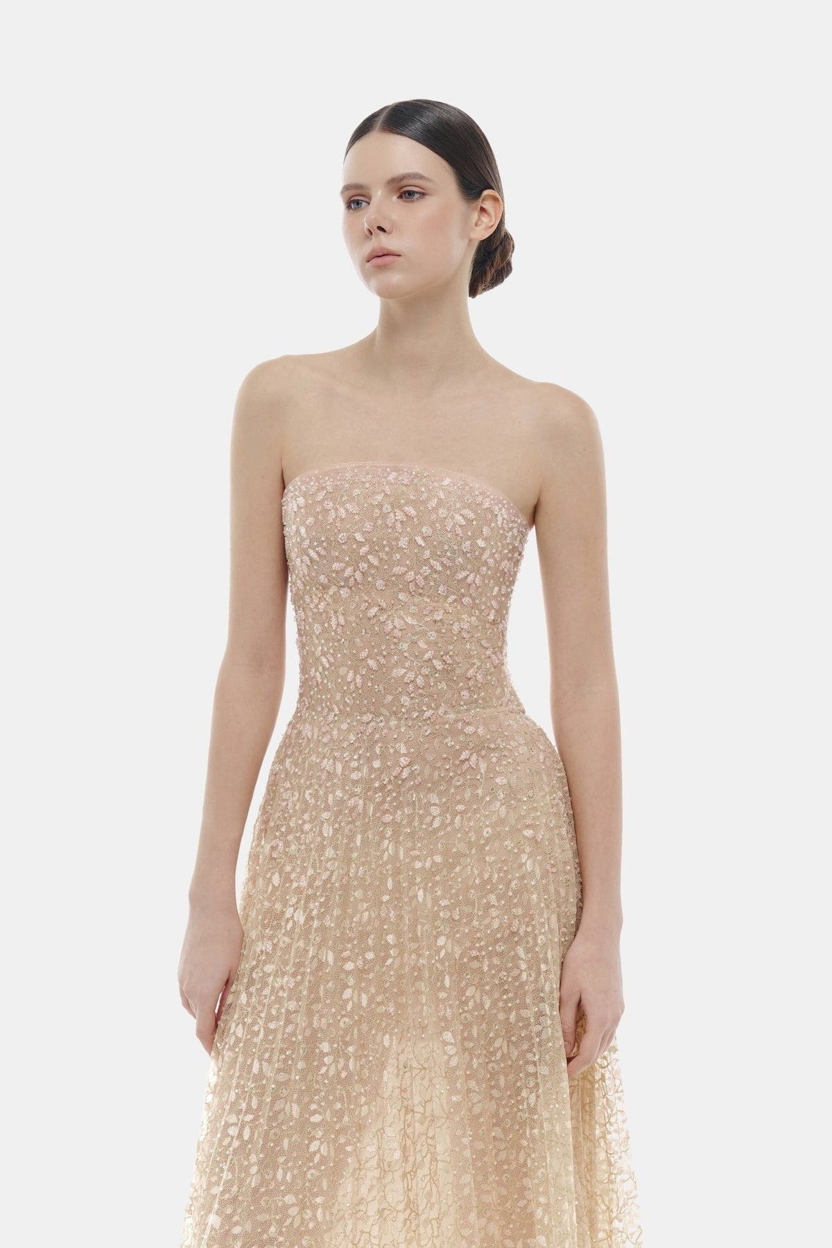 MONTSAND Pastel Crystal Beaded Maxi Dress