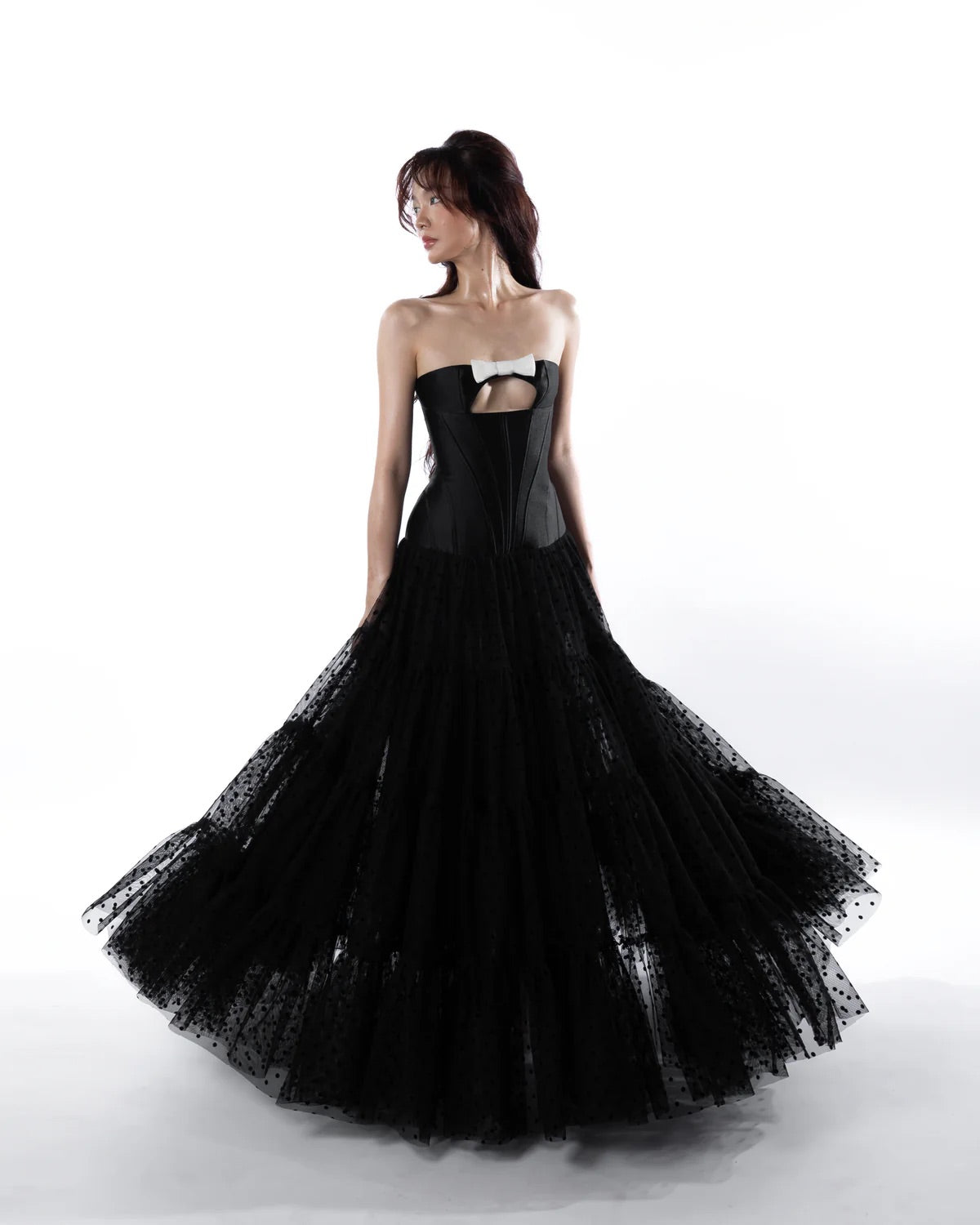 HUELLEY ROSE Black Larra Maxi Dress