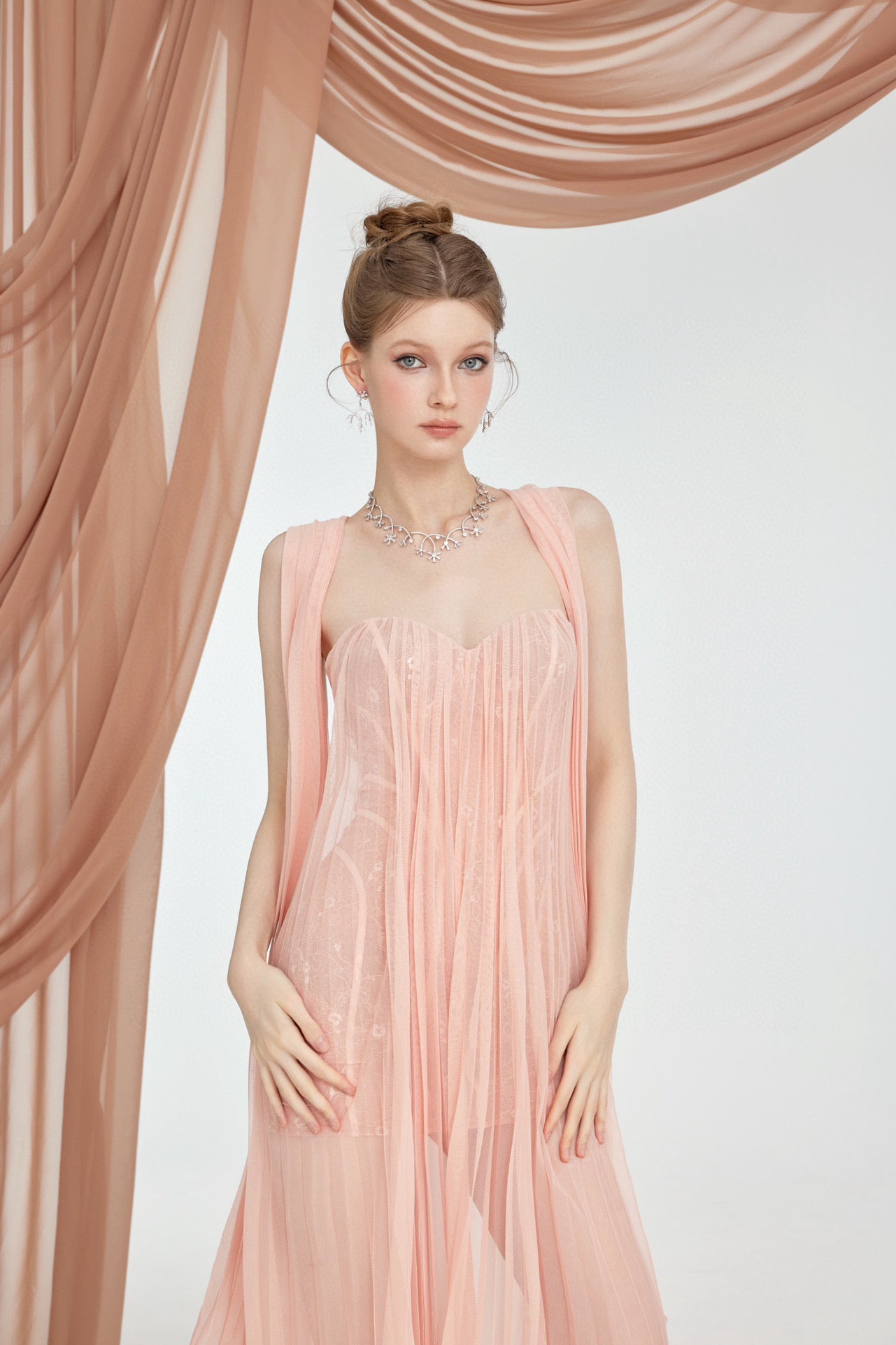 SHEERLUCK BRIGHT PINK MAXI VACATION DRESS