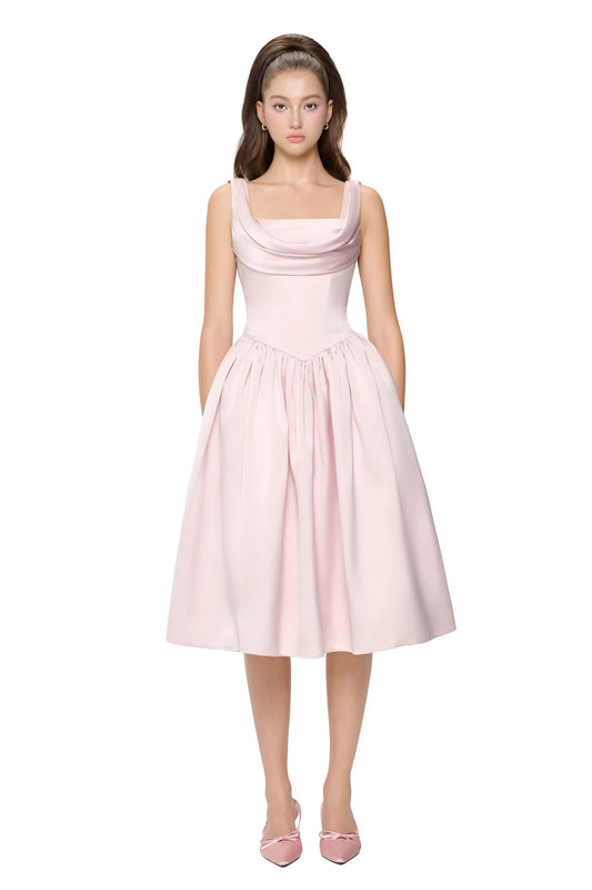 JUBIN Pink Elegant Midi Dress