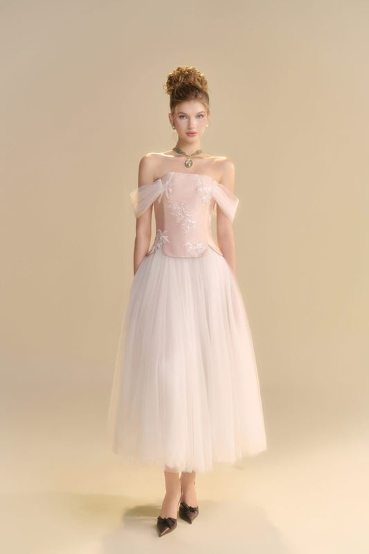 LINH PHUNG White Elarore Midi Dress