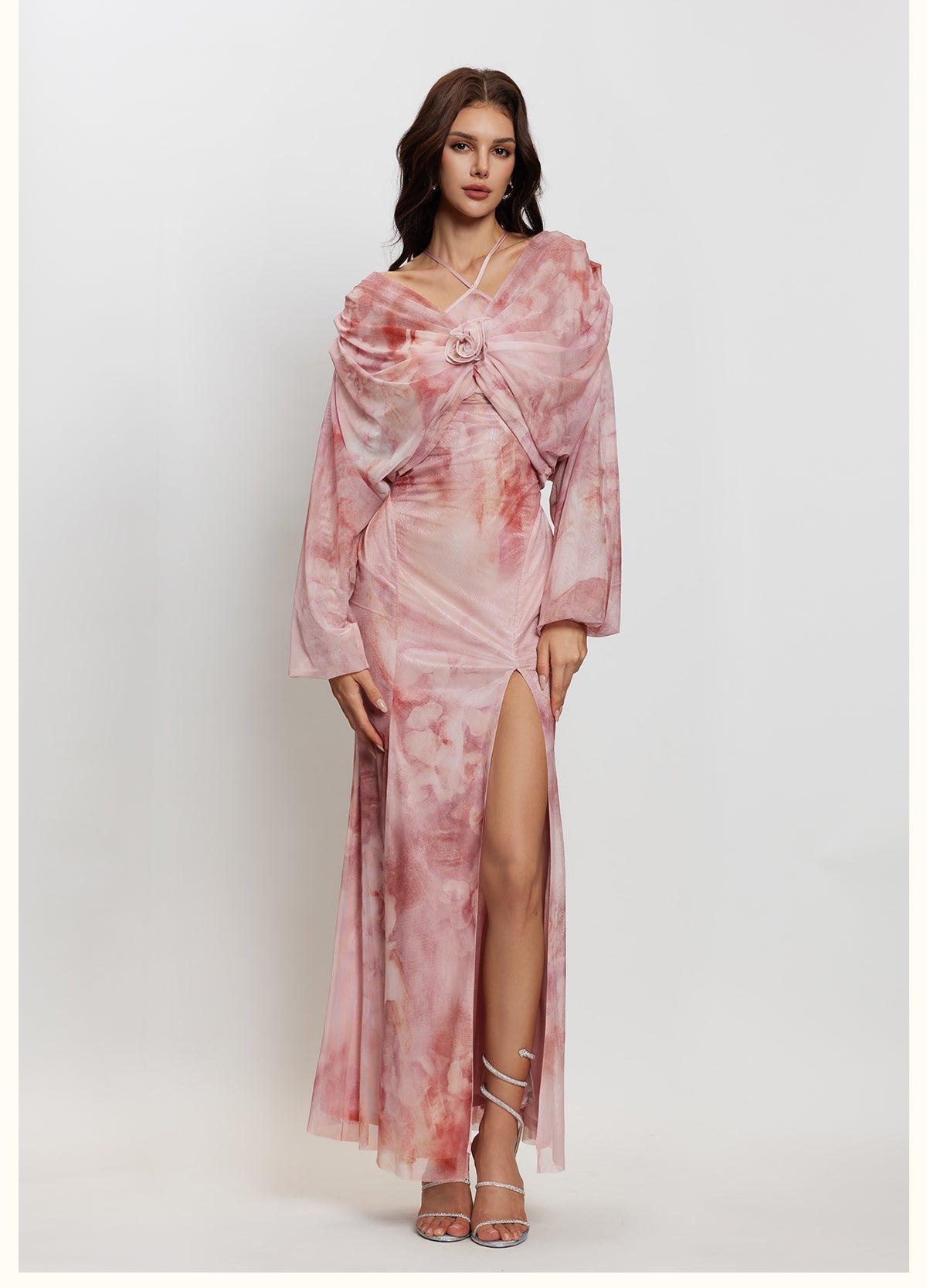 SHEERLUCK PINK MAXI DRESS & BLOUSE