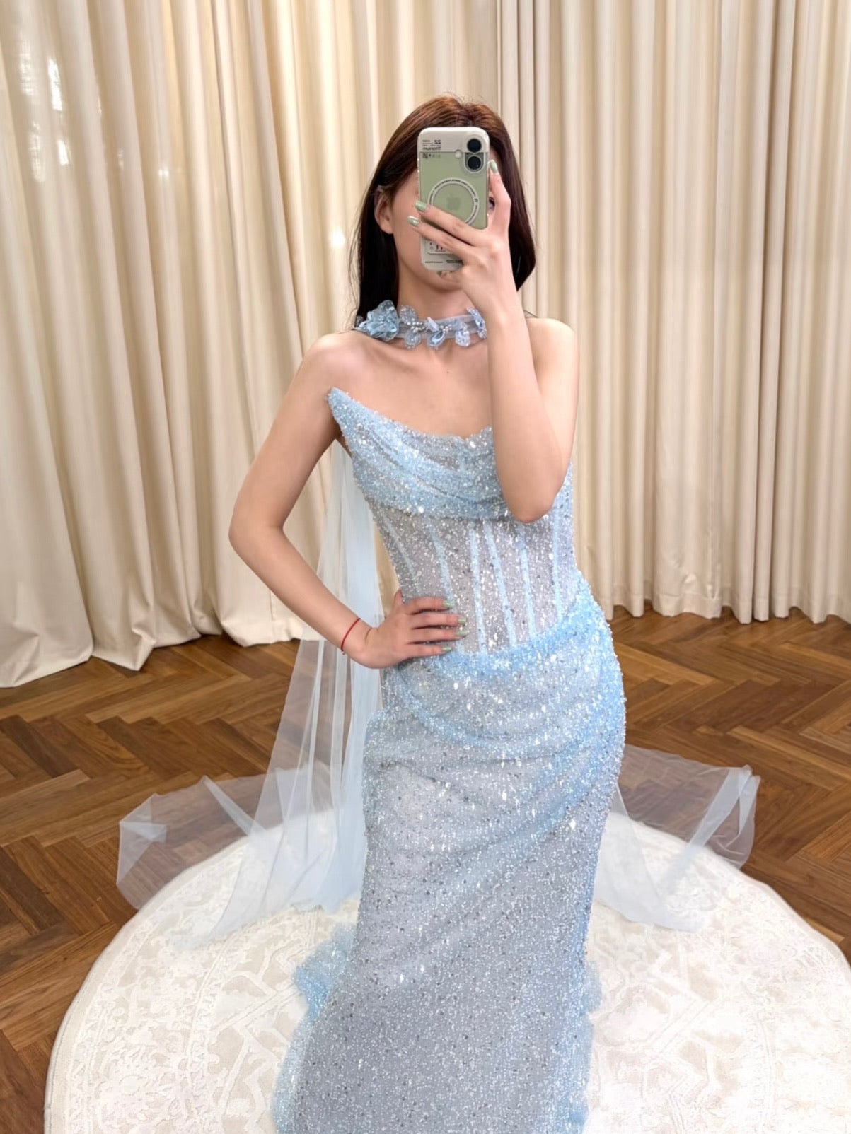 AMUSEE MOI WEEKEND Elegant Formal Blue Obsessed Maxi Dress