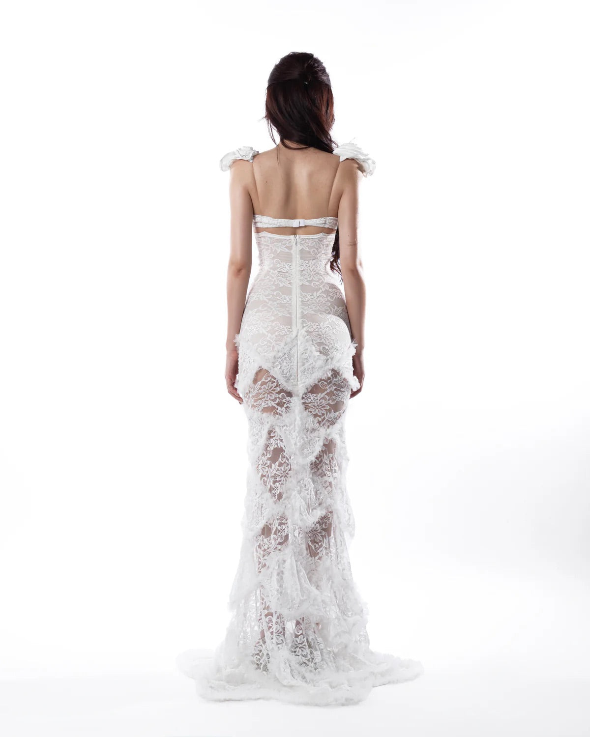 HUELLEY ROSE White Sonja Maxi Dress