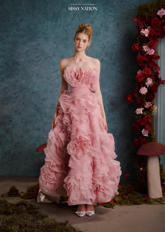 SISSY NATION Pink The Rosie Layers Gown Maxi Dress