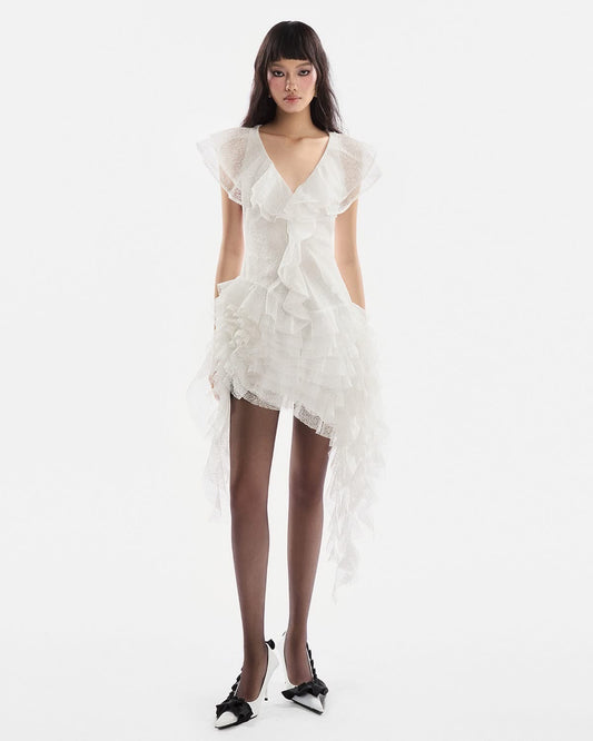 Musthave White Ruffle Mini Dress