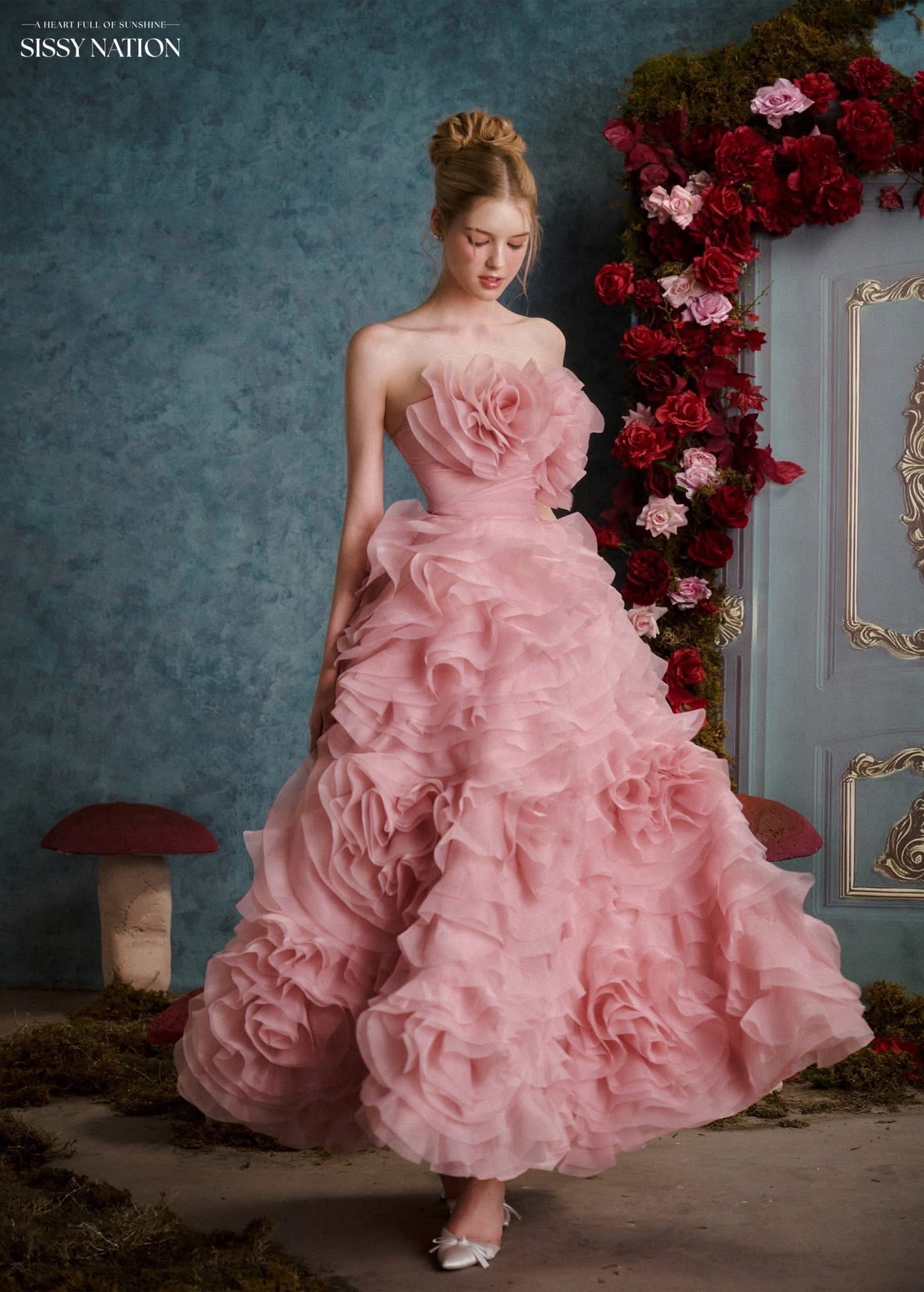 SISSY NATION Pink The Rosie Layers Gown Maxi Dress