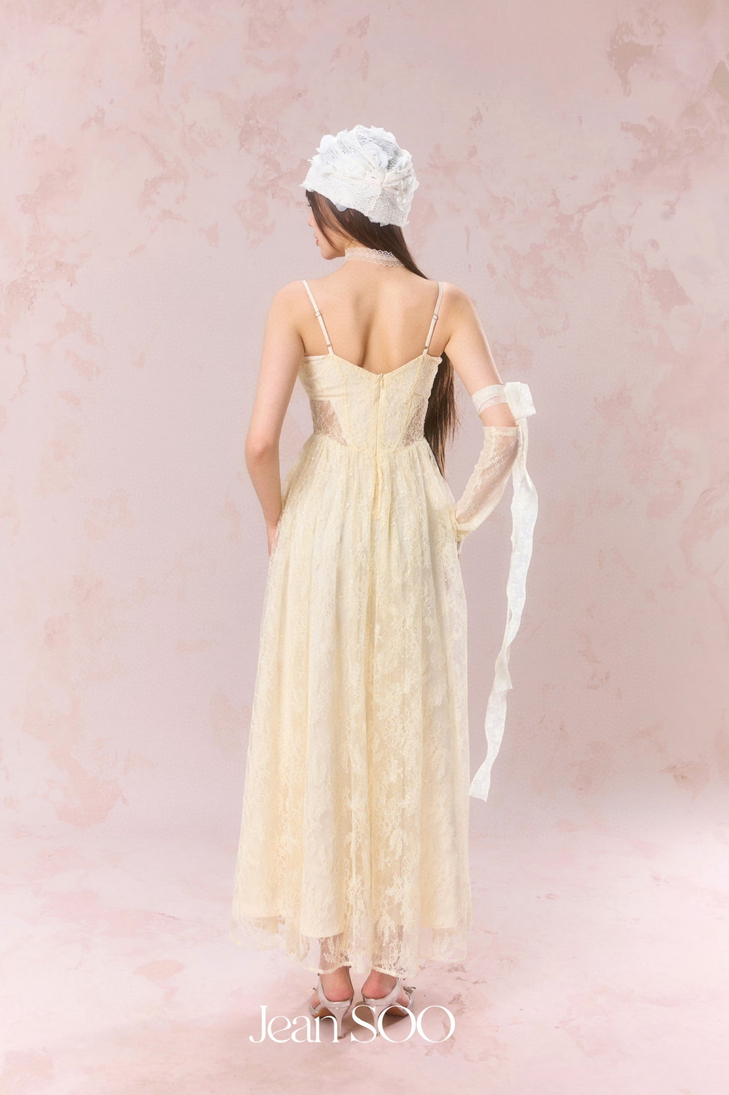 JEAN SOO Yellow Lace Maxi Dress