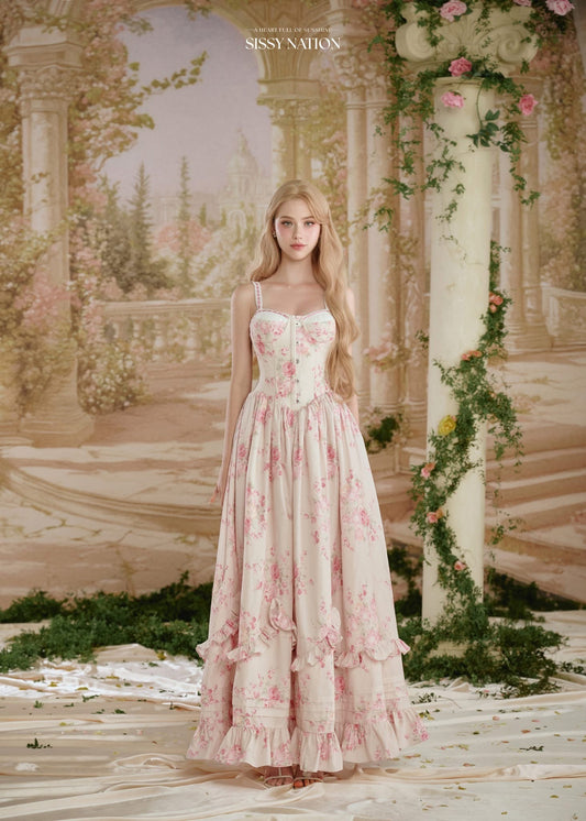 Sissy Nation Pink Aurora Corset Maxi Dress