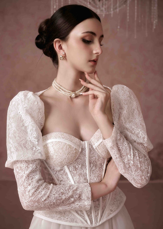 Sissy Nation White Lace I'm Yours Corset Top& Skirt