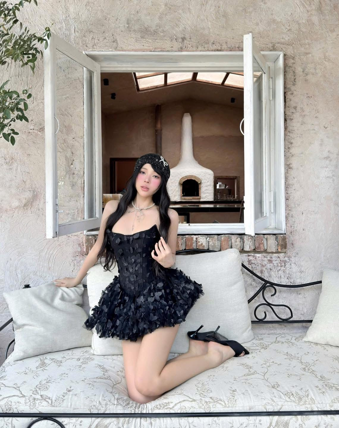 LANE CI Pink & Black Mini dress