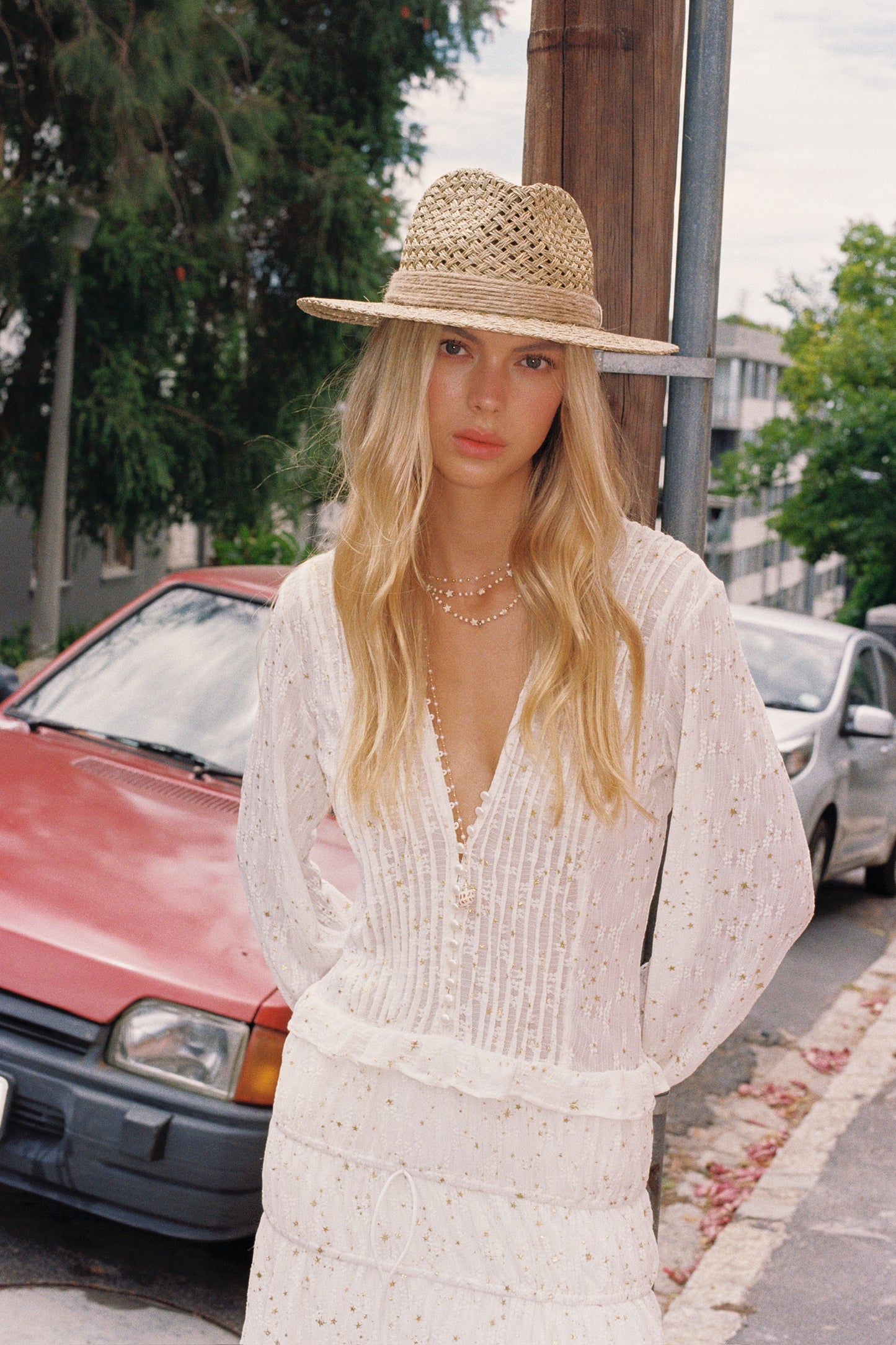 MIN PURA White Vacation Sweet Evening Zuri Maxi Dress