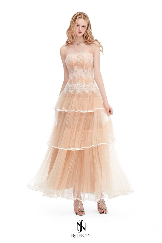 BY JENNY Orange Junia Lace Maxi Dress