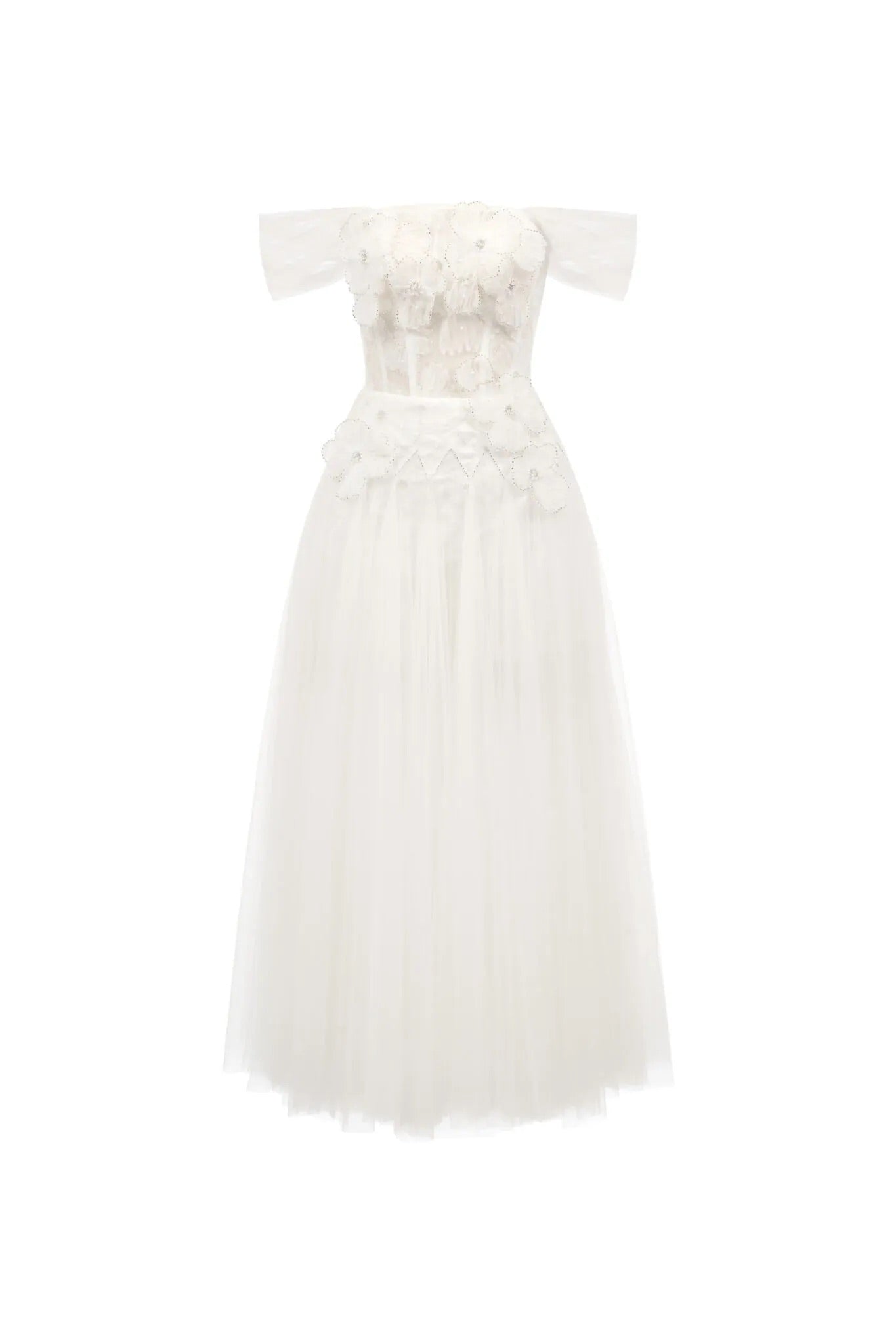 JOSEPHINE White Elegant Floral Florence Midi Dress