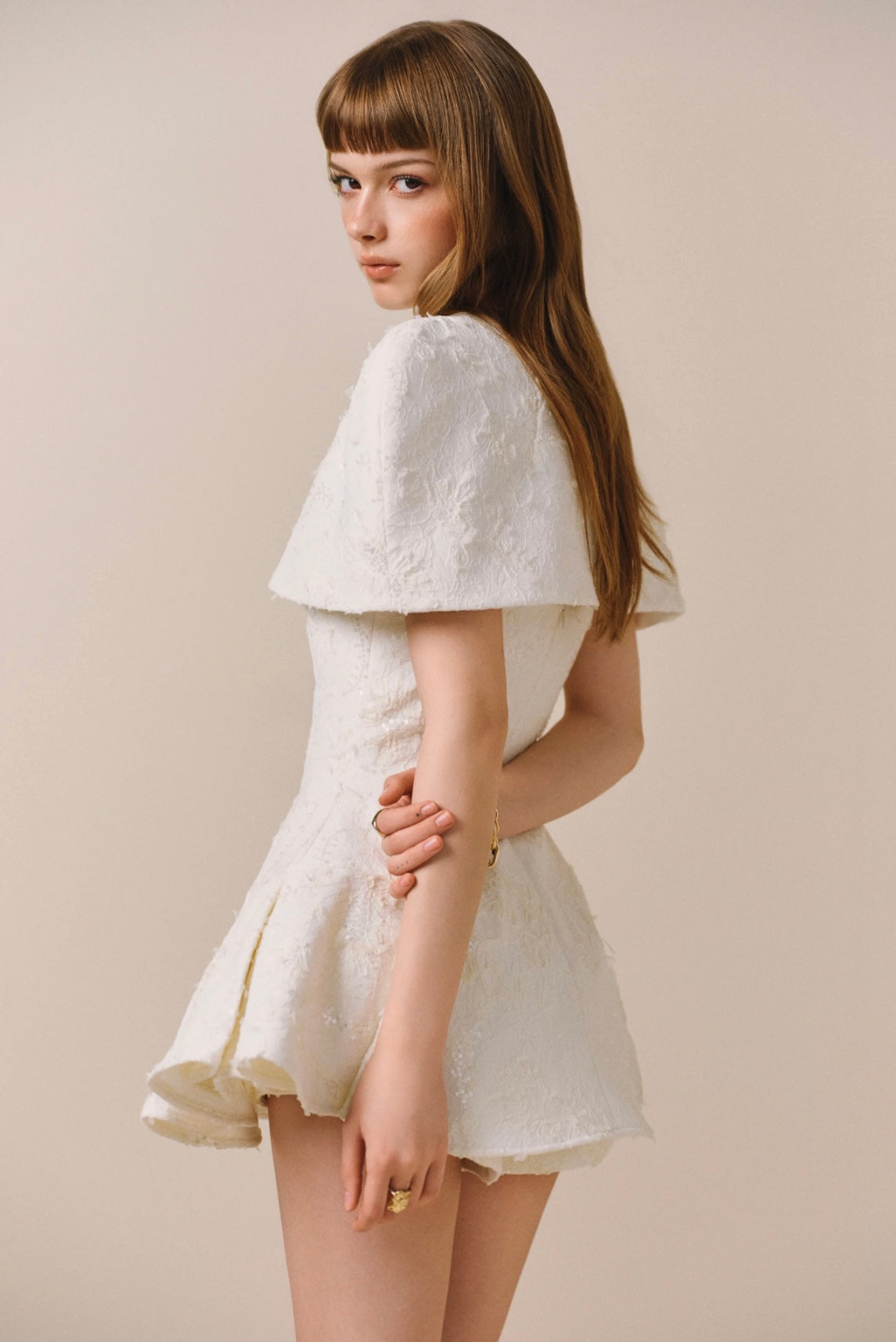 CICI WHITE SELINE Mini Dress & Cape
