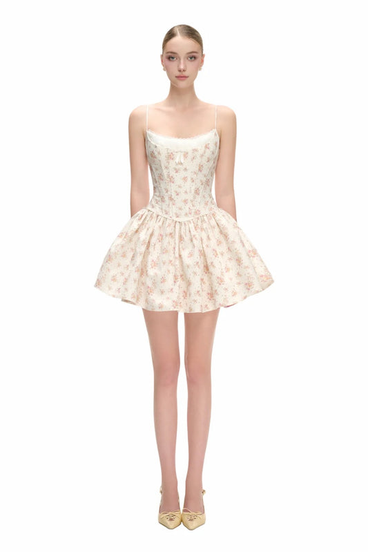 JUBIN Floral White Marnie Mini Dress
