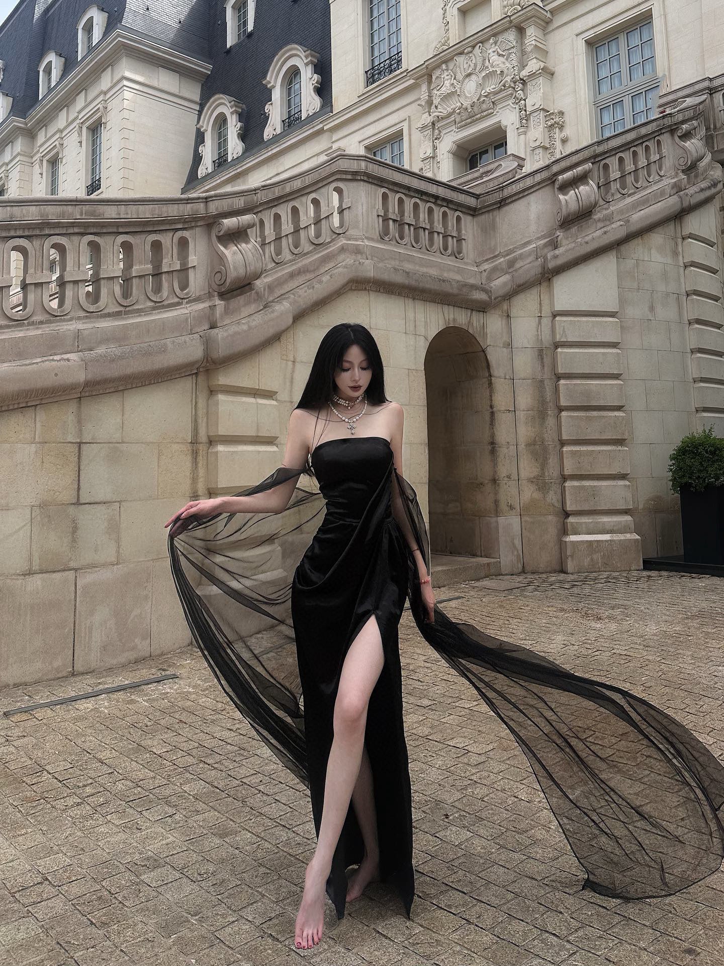 CROWCREW Black Evening Maxi Dress