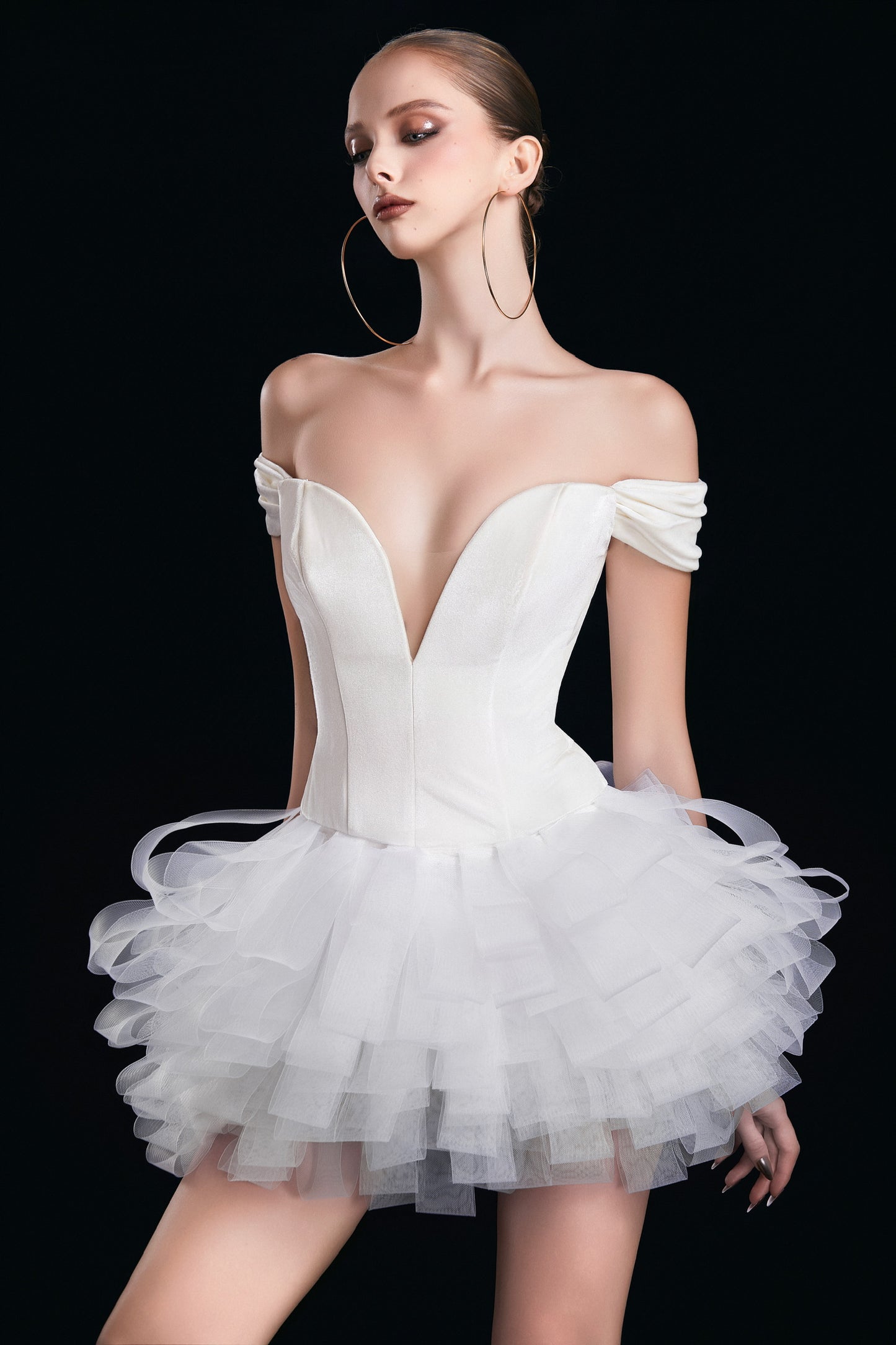 MAEL FEMME White Celestyn Mini Dress & Over Skirt