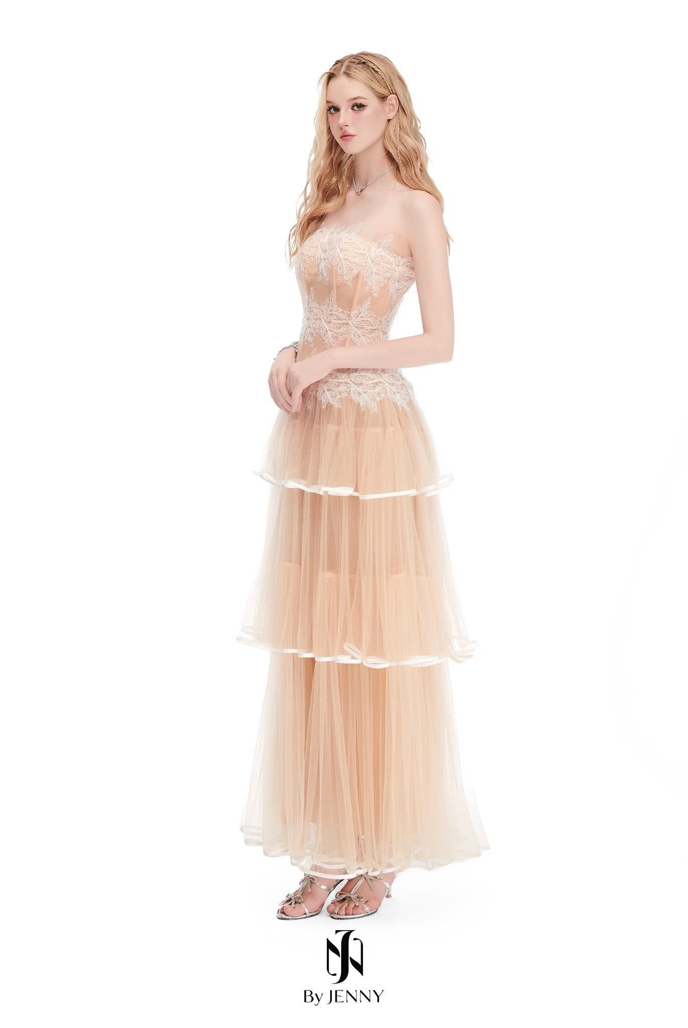 BY JENNY Orange Junia Lace Maxi Dress