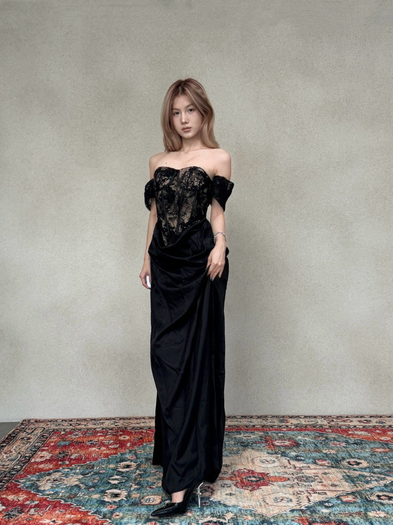 CROWCREW Black Lace Maxi Dress