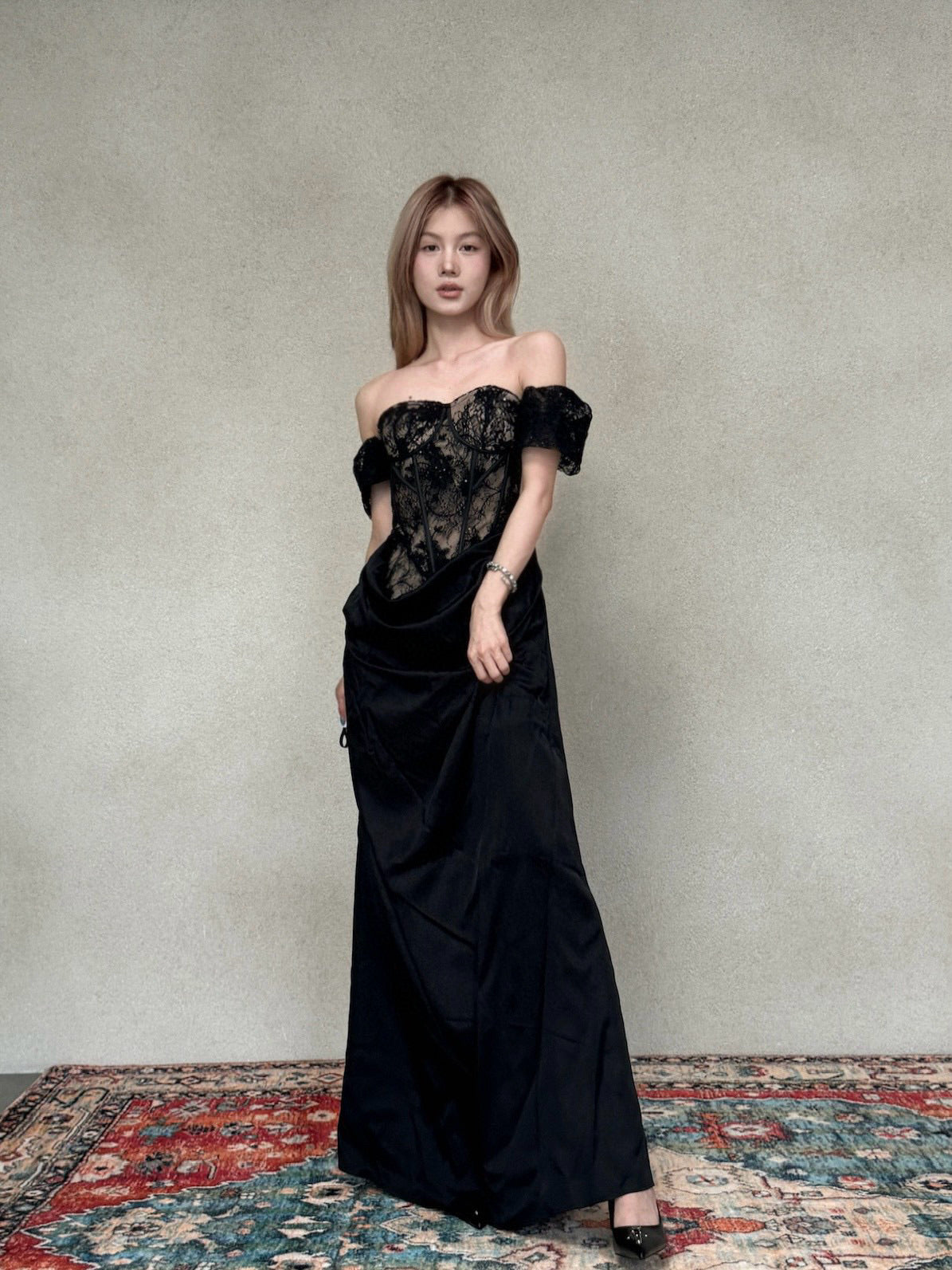 CROWCREW Black Lace Maxi Dress