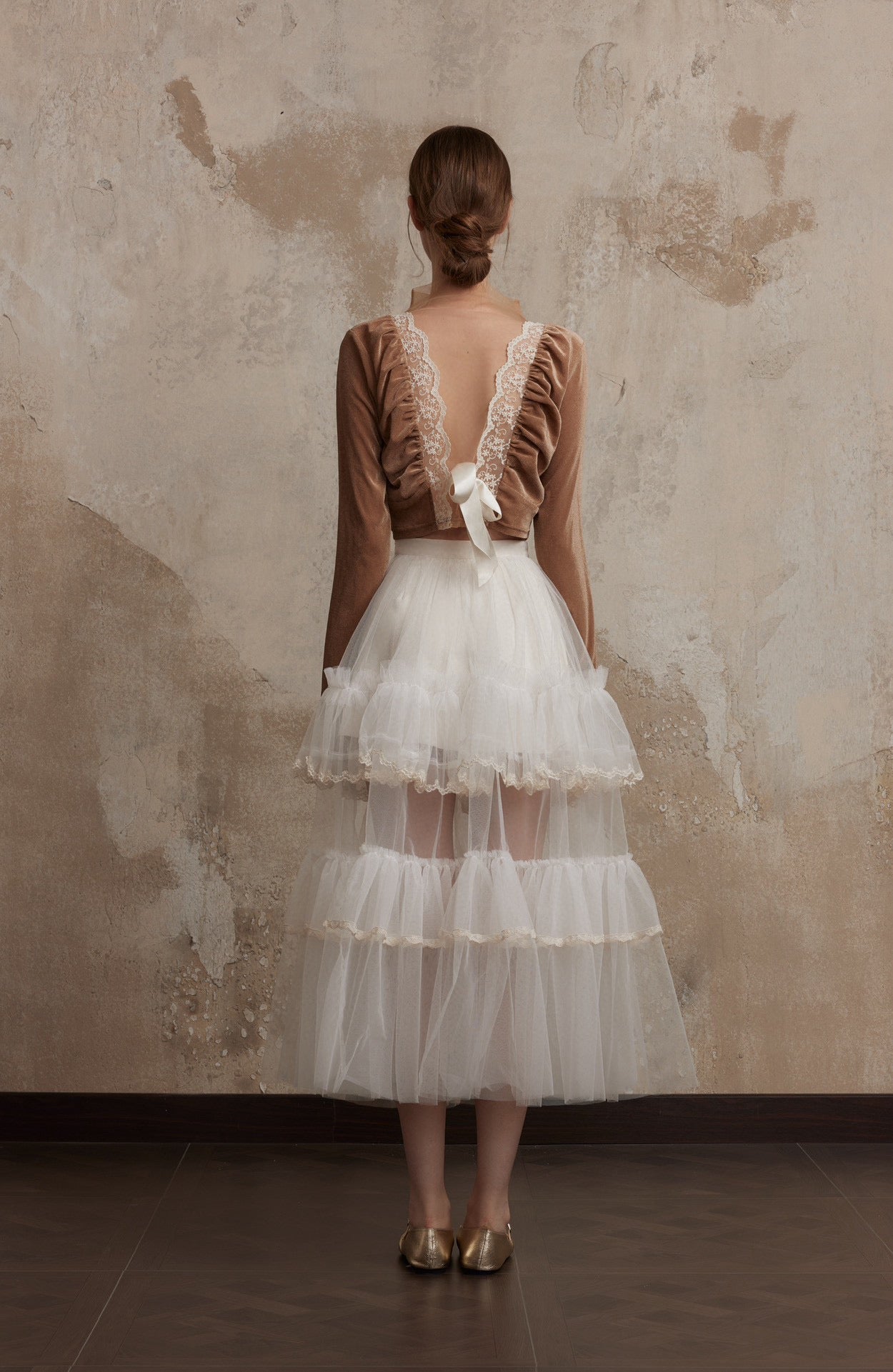 FA SOGNO BROWN VELVET TOP