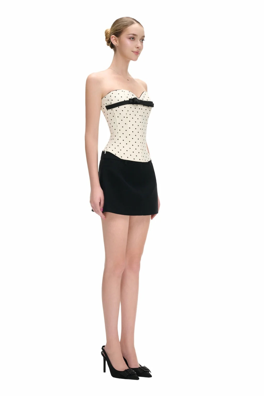 JUBIN White Kelbie Top Black Nayvie Skirt