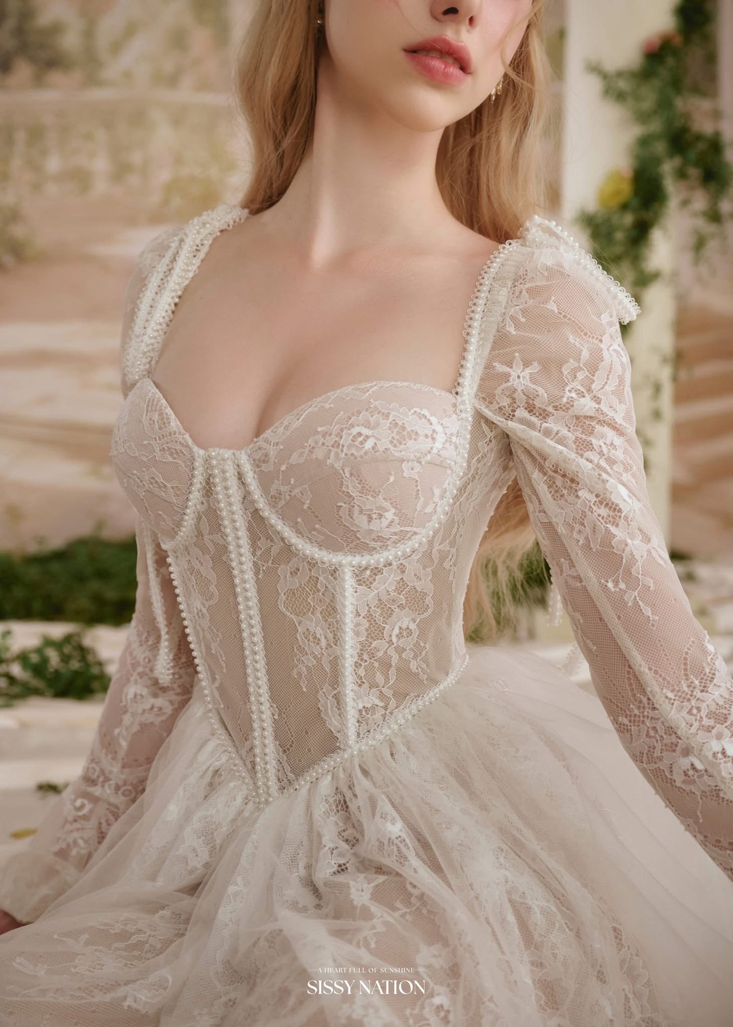 Sissy Nation White Clover Corset Maxi Dress