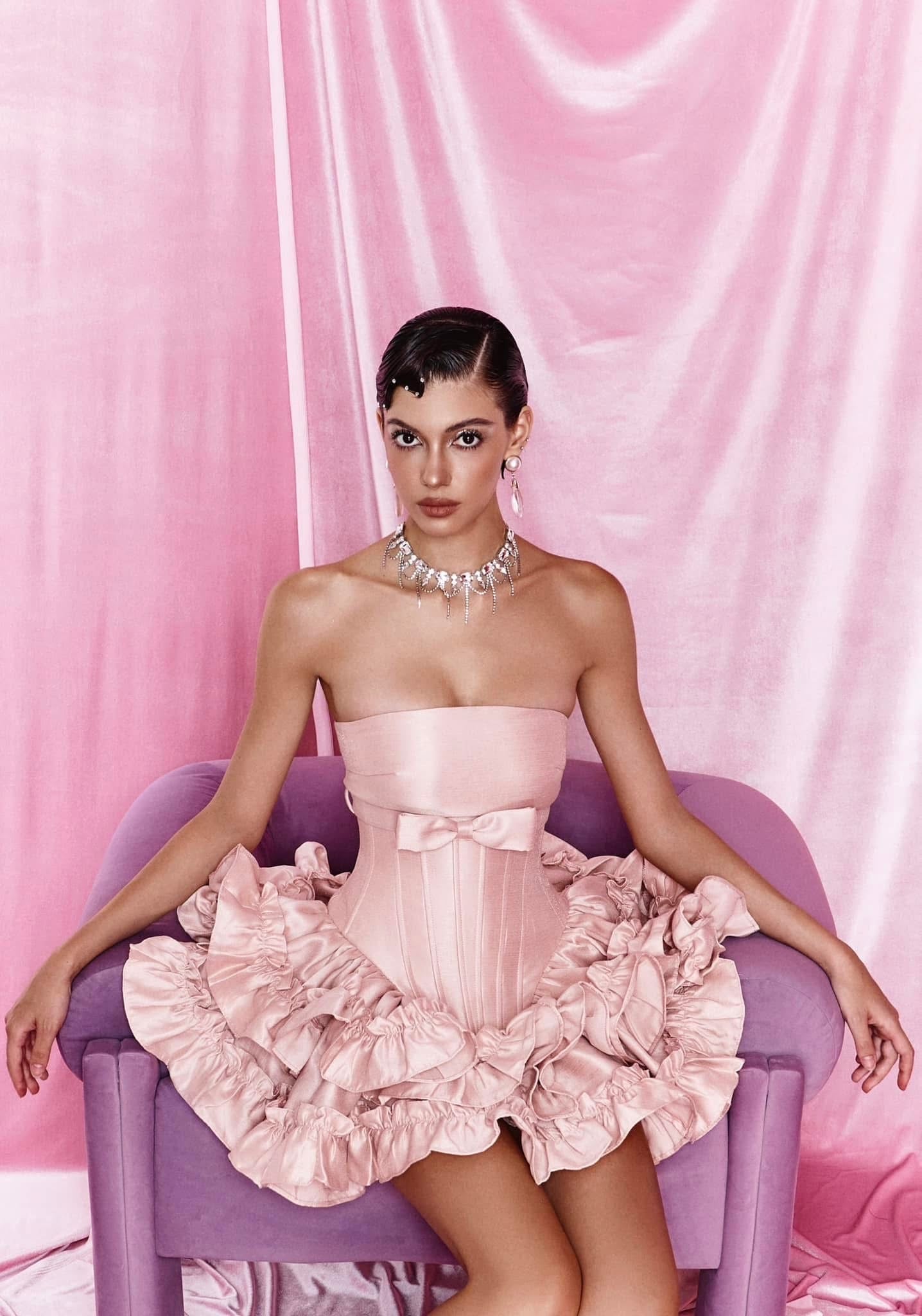 KATHY ATELIER Off-White Bow Mini Dress