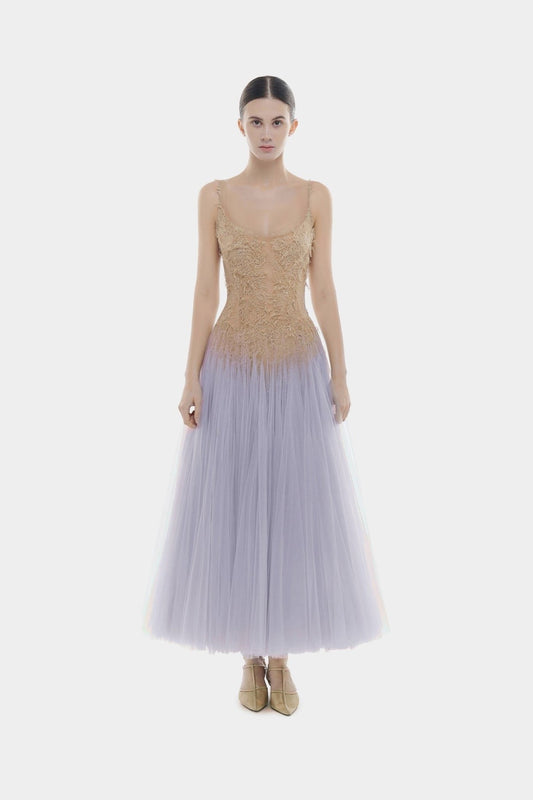 MONTSAND Purple Ombre Lace Midi Dress