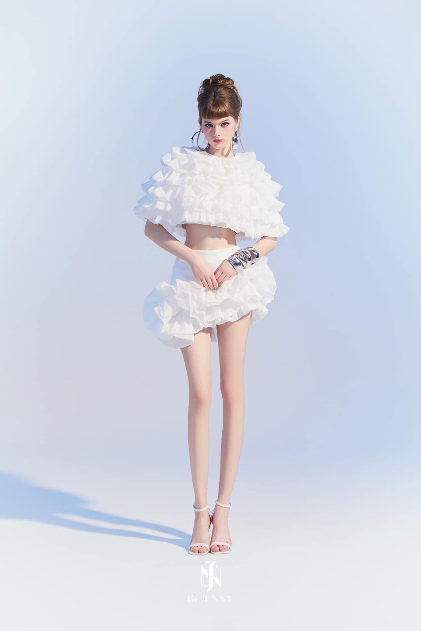 BY JENNY Roxie White Top& Skirt Set