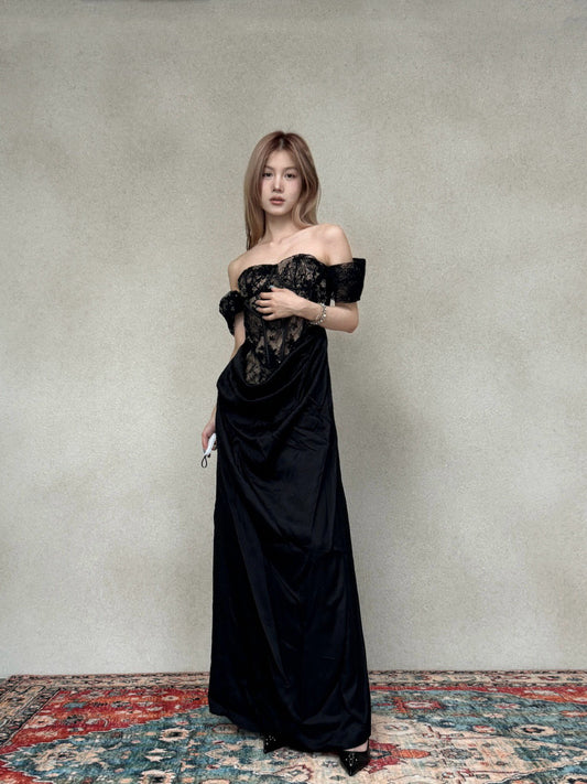 CROWCREW Black Lace Maxi Dress