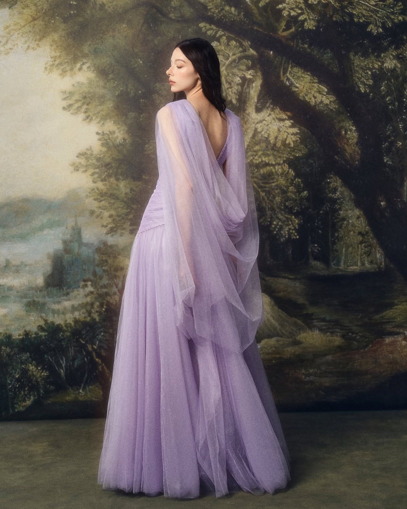 LINHPHUNG Purple Palilia Gauze Maxi Dress