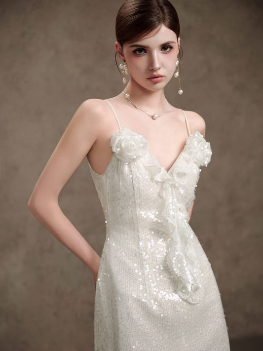 DELICATE White midi dress