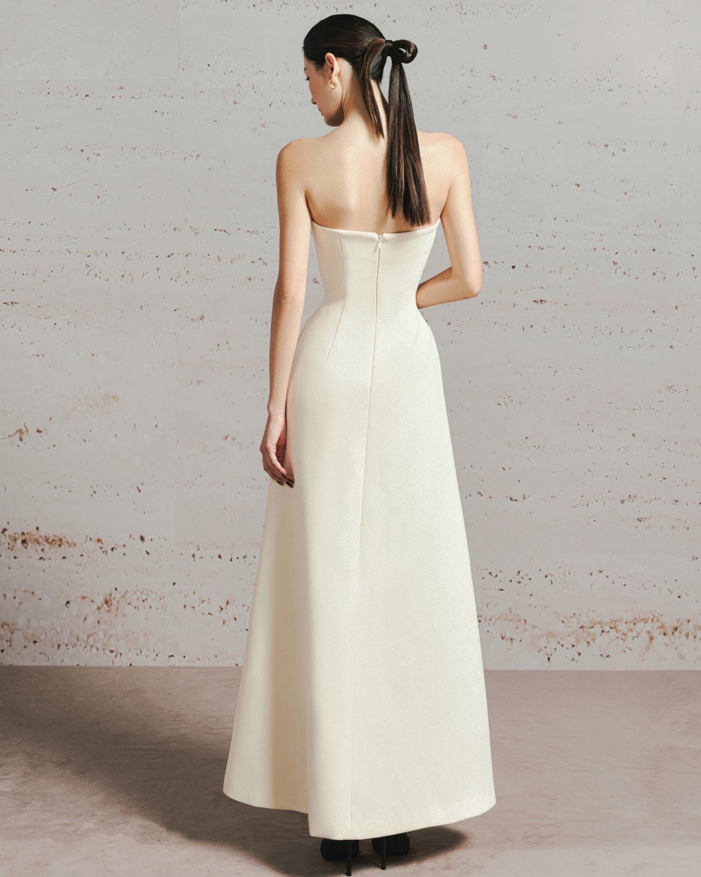 LANE JT Elegant Minimalist White Peyton Midi Dress
